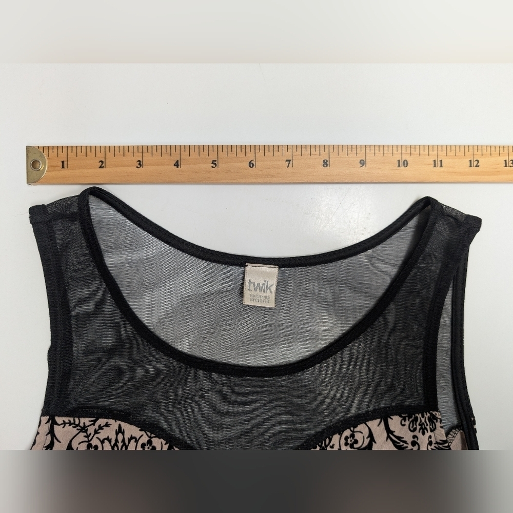 Twik by Simons mesh neck skater dress Nude Black Floral Size S - Picture 5 of 9